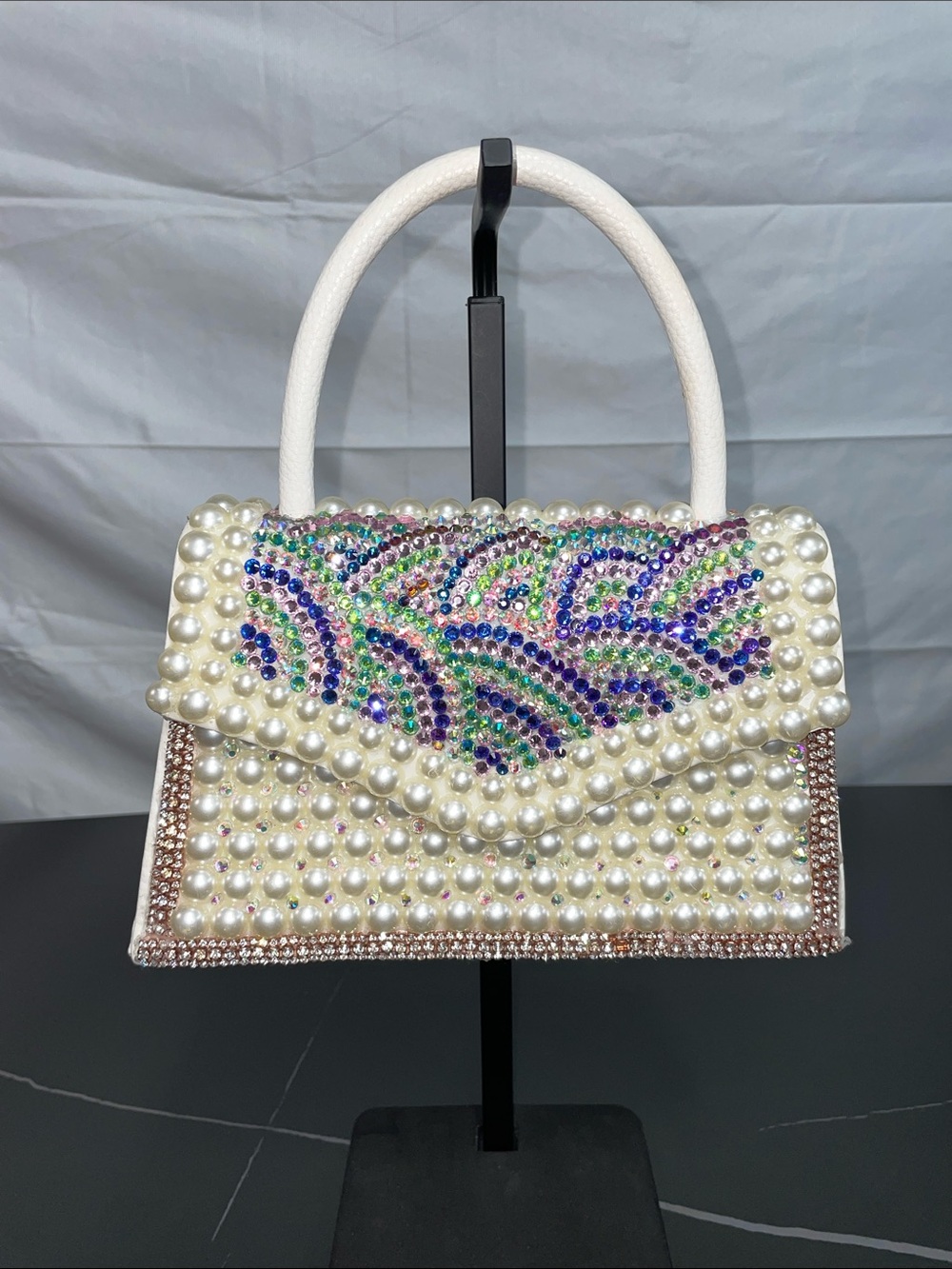 MILISENTE PEARLS AND RHINESTONES HANDBAG FTL-09-026